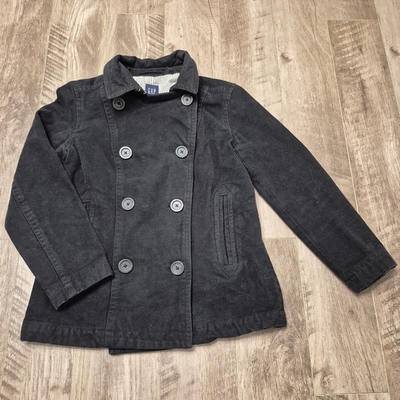 Gap Women's Black Preppy Nautical Double Breasted Trench Coat Size Medium - Picture 2 of 5